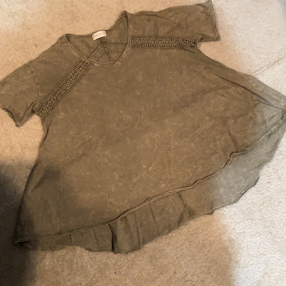 Altar’d State Olive VNeck swing Lace panel